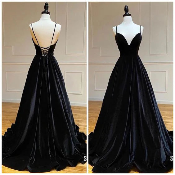 Glamorous Ball-Gown Sweetheart Spaghetti Strap Lace-Up Back Floor-Length Prom Dress