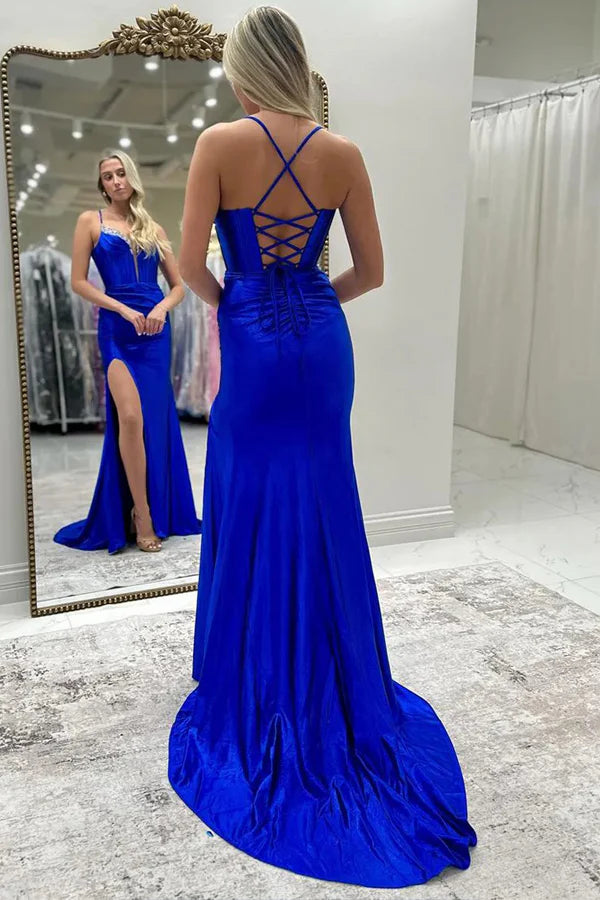 Glamorous Prom Dress with Beaded Sweetheart Neckline, Lace-Up Back and Mermaid Silhouette