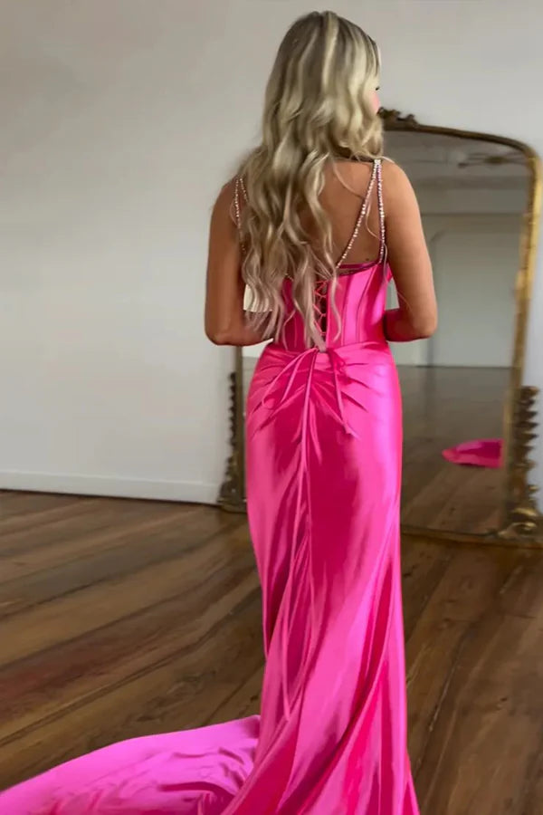 Glamorous Prom Dress with Beaded Sweetheart Neckline, Lace-Up Back and Mermaid Silhouette