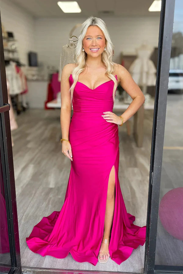 Glamorous Prom Dress with Spaghetti Straps, Side Cutouts and Open Back