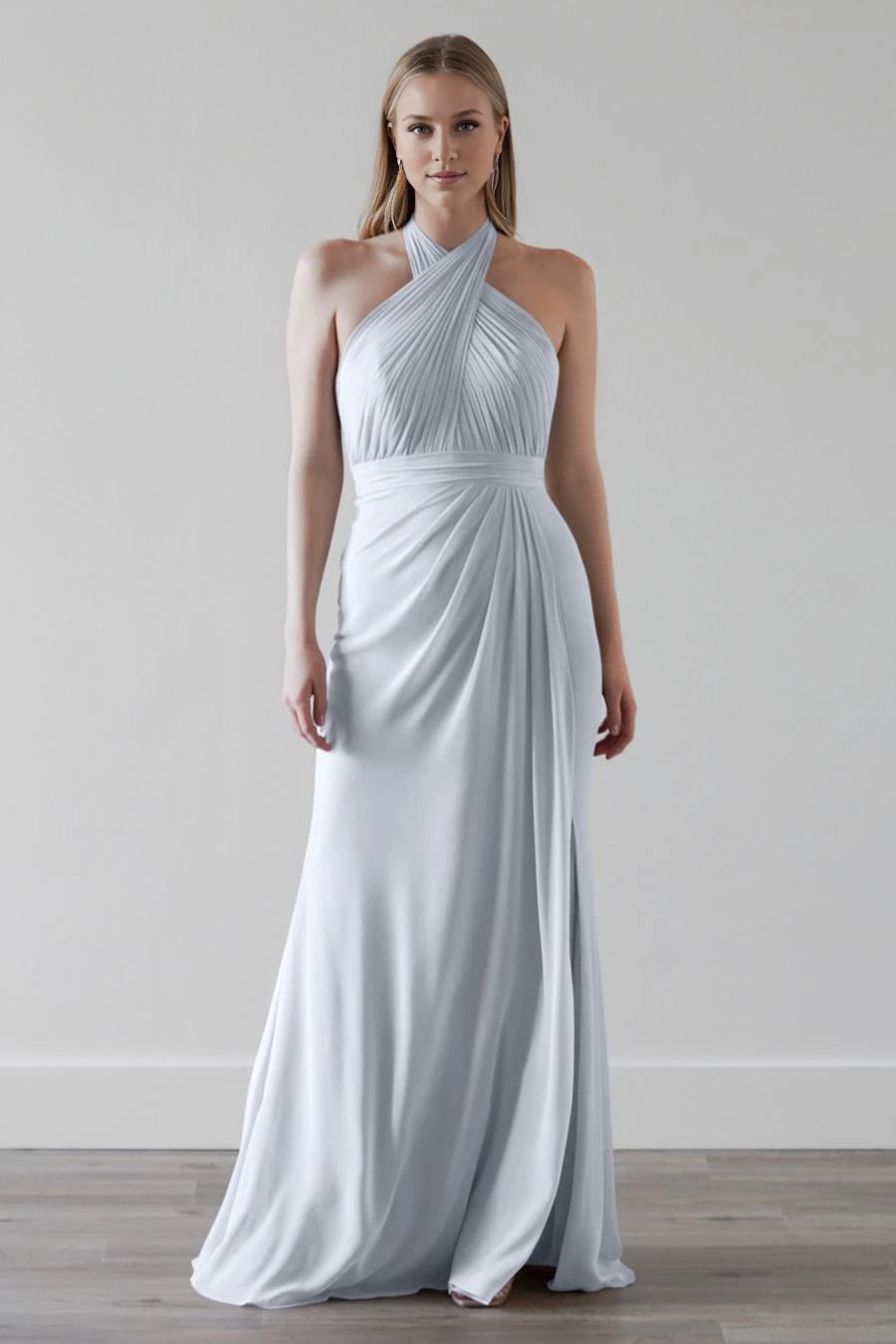 Hängender Halskragen, freiliegender Rücken, ärmellos, freiliegender Rücken und bodenlanges Ballkleid
