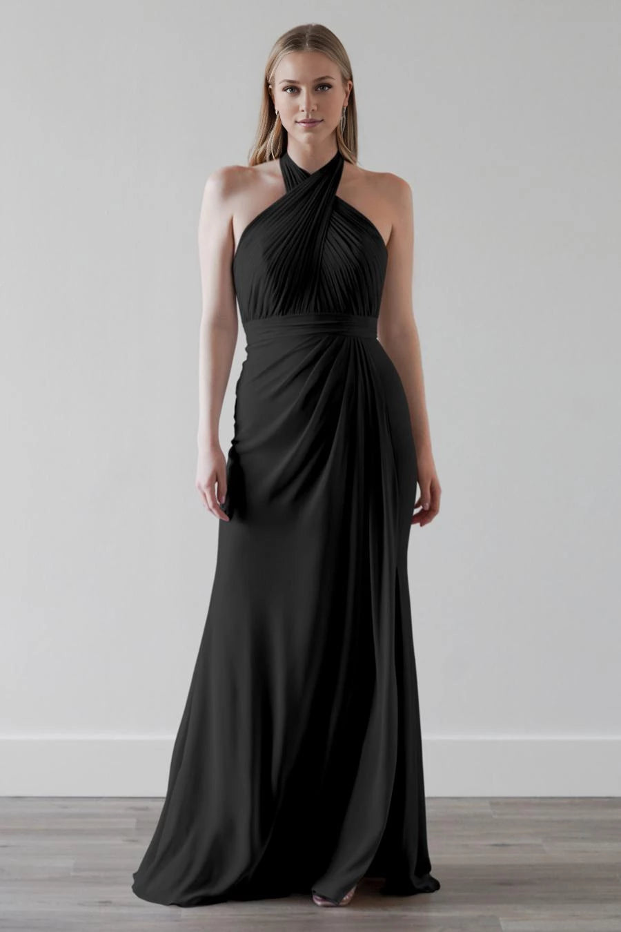 Hängender Halskragen, freiliegender Rücken, ärmellos, freiliegender Rücken und bodenlanges Ballkleid