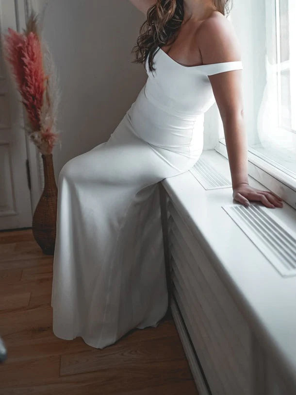 Brautkleid mit Trompeten-/Fischschwanz-Ausschnitt und bodenlangem Schnitt