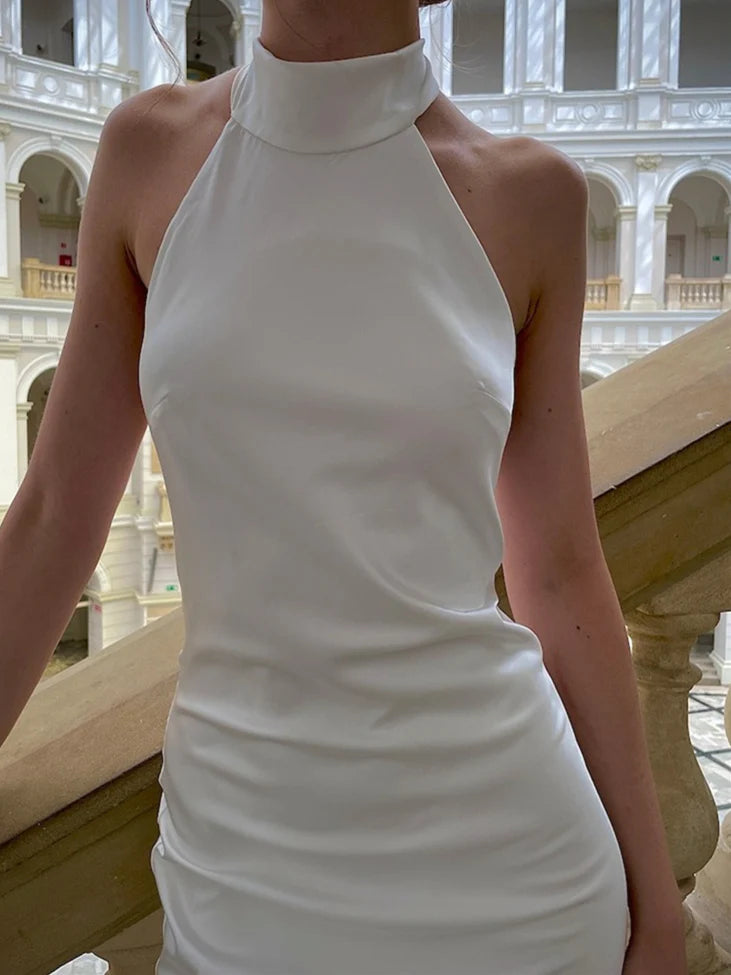 Robe de mariée avec haut-parleur/queue de poisson suspendue au cou et au sol