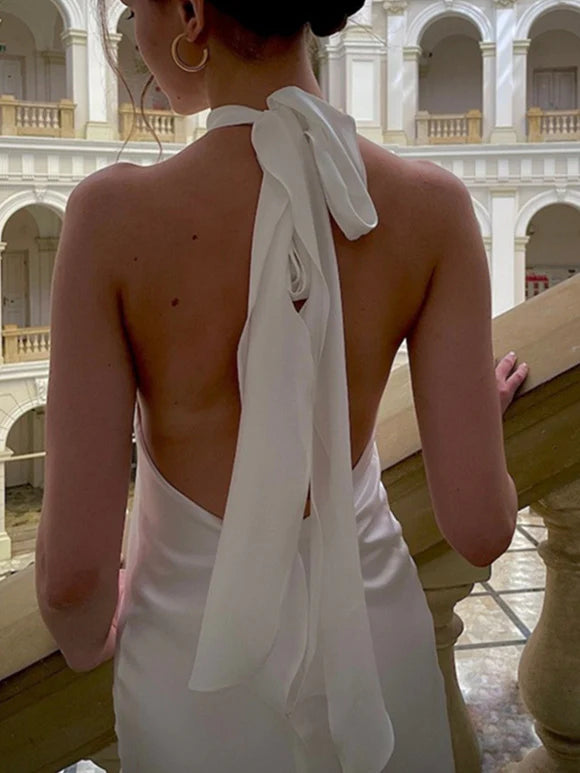 Robe de mariée avec haut-parleur/queue de poisson suspendue au cou et au sol