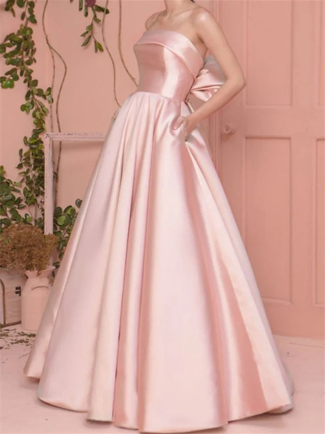 A-line/Princess Sleeveless Shoulderless and Floor Fold Prom Dress
