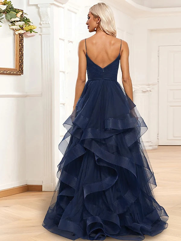 Ruffle edge A-line/Princess floor mop sleeveless prom dress – YiDiBang  Dresses