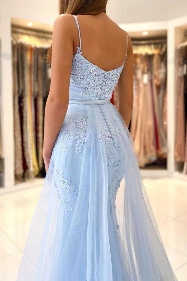 Meerjungfrau Sweetheart Spitze Blau Tüll Langes Ballkleid Abendkleid