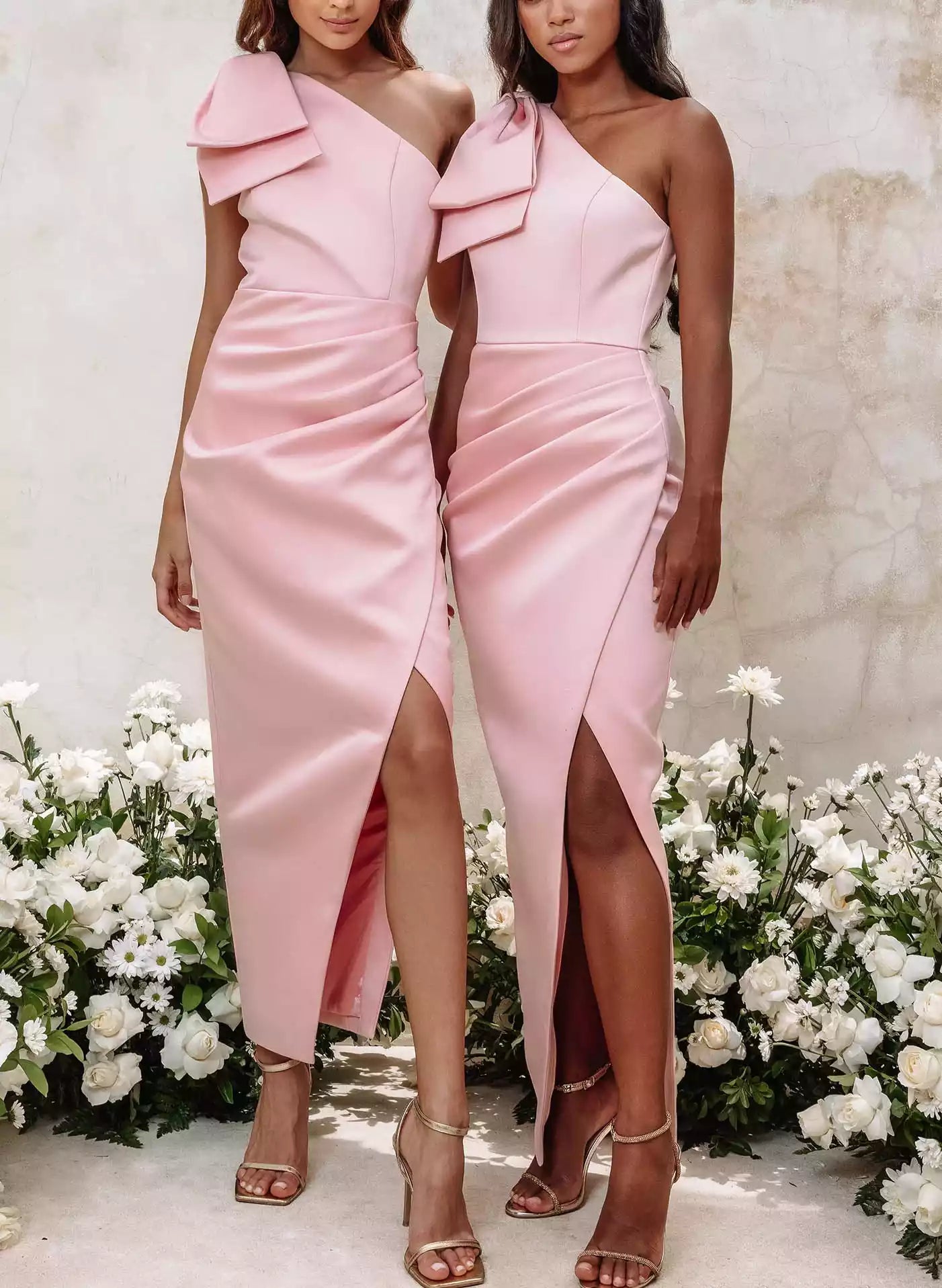 Robe de demoiselle d'honneur moulante/droite, une épaule et longueur cheville