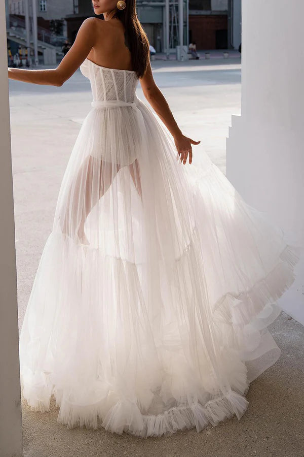 Une ligne de robe de mariée bohème illusion chérie robe de mariée d'été