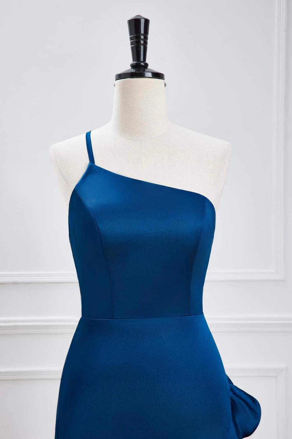 Regal Mermaid One-Shoulder Sleeveless Ruffled Slit Floor-Length Prom Dress