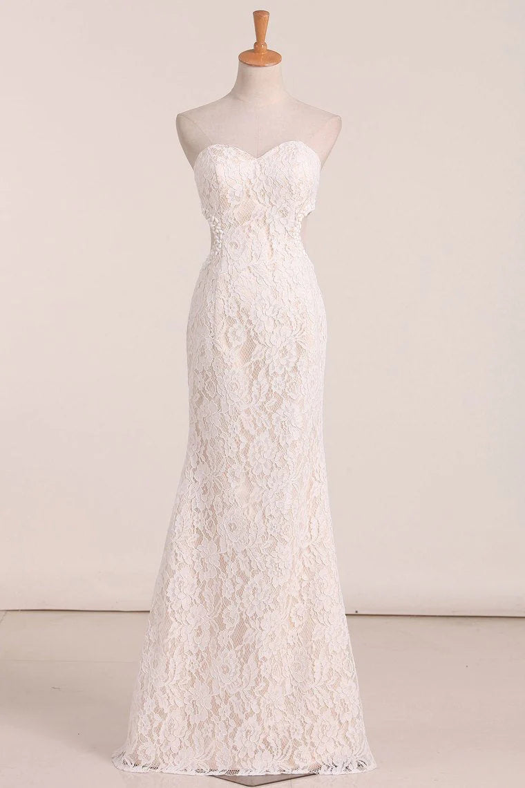Sexy Open Back Ballkleider Sweetheart Spitze Bodenlangen Meerjungfrau