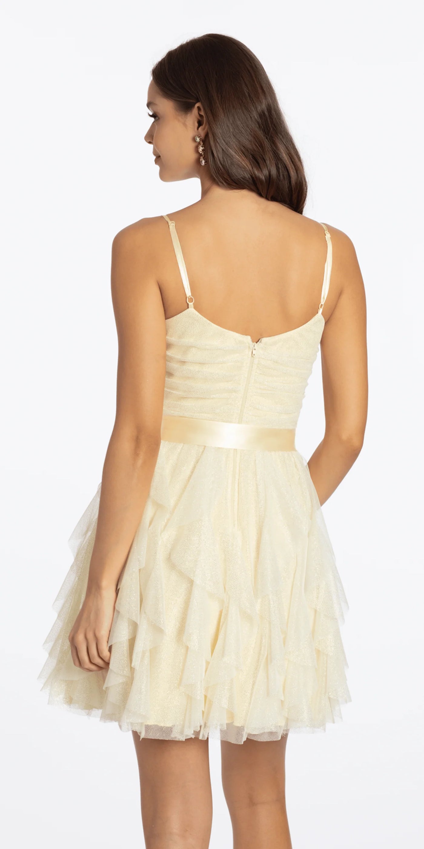 Shimmering A-Line Sweetheart Ruffled Short Butter Yellow Homecoming Dress