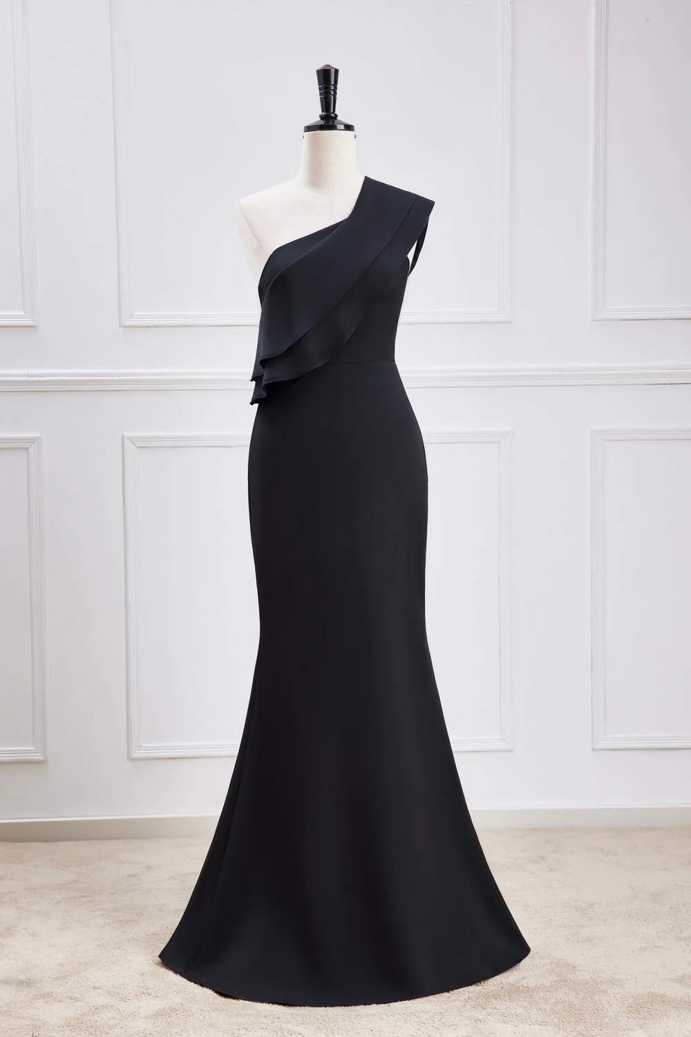 Sophisticated Mermaid One-Shoulder Sleeveless Ruffled Floor-Length Prom Dress