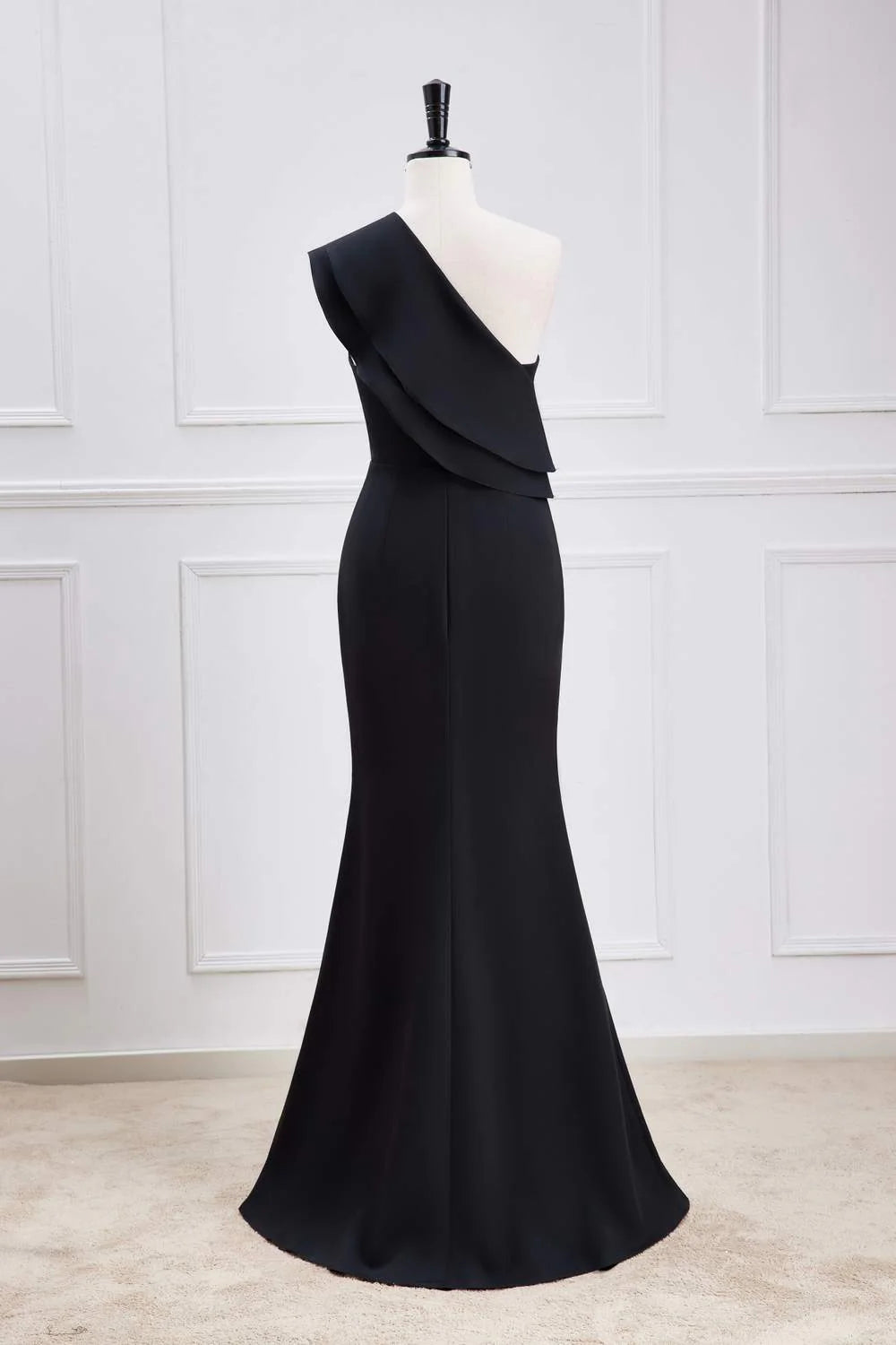 Sophisticated Mermaid One-Shoulder Sleeveless Ruffled Floor-Length Prom Dress