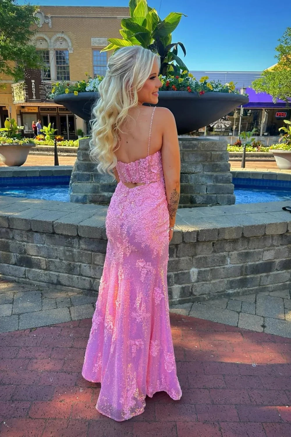 Spaghetti Strap Sweetheart Prom Dress with Back Cutout & High Slit
