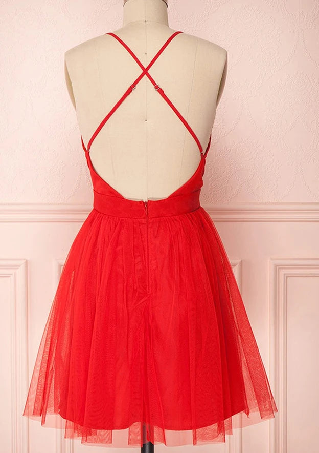 Sparkling Gold Sequin A-Line V-Neck Sleeveless V-Back Knee-Length Homecoming Dresses for Parties