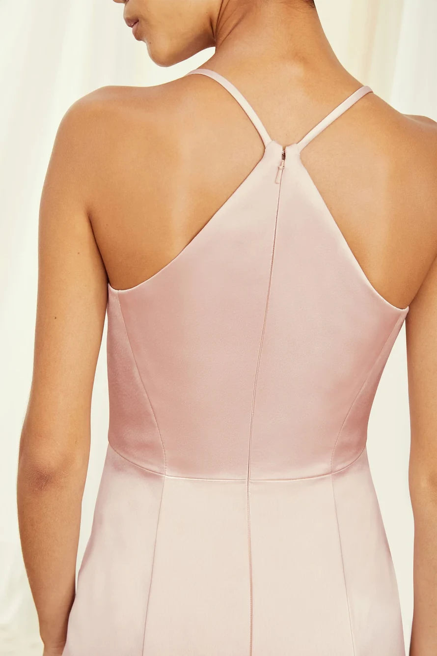 Quadratischer Ausschnitt, schulterfrei, ärmellos, dünne Träger, rückenfrei und bodenlang, Ballkleid