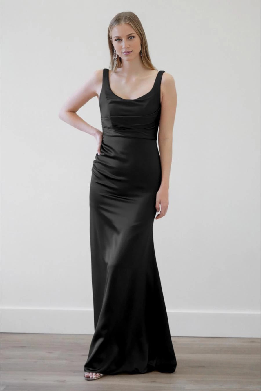 Quadratischer Ausschnitt mit Plissee-Details, schulterfrei, ärmellos, rückenfrei und bodenlang, Ballkleid