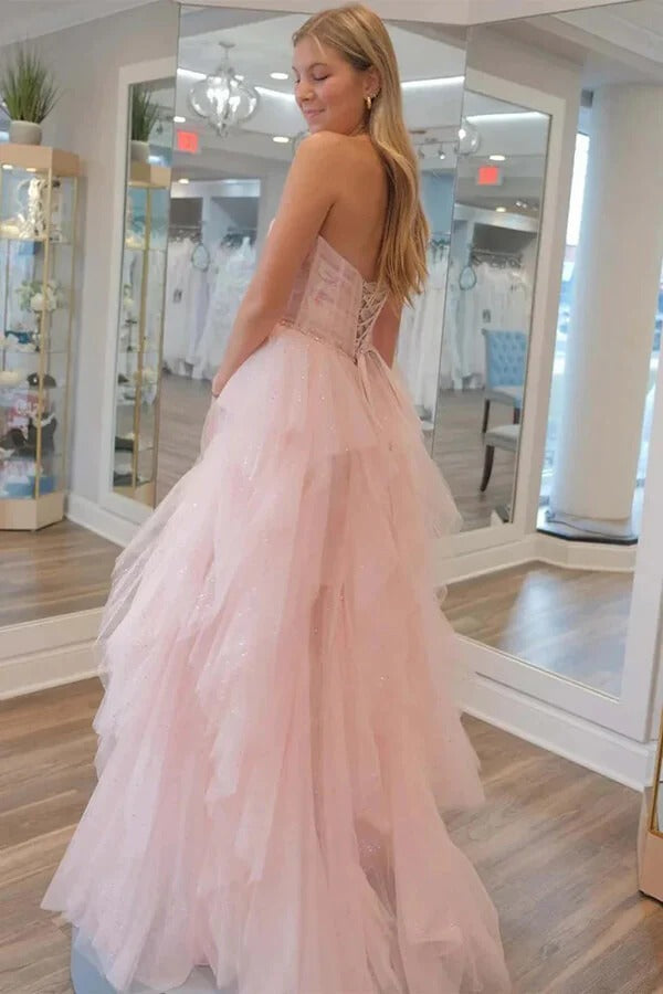 Strapless Sweetheart Neckline Formal Dress with Lace-Up Back