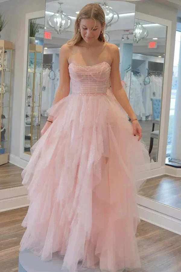Strapless Sweetheart Neckline Formal Dress with Lace-Up Back