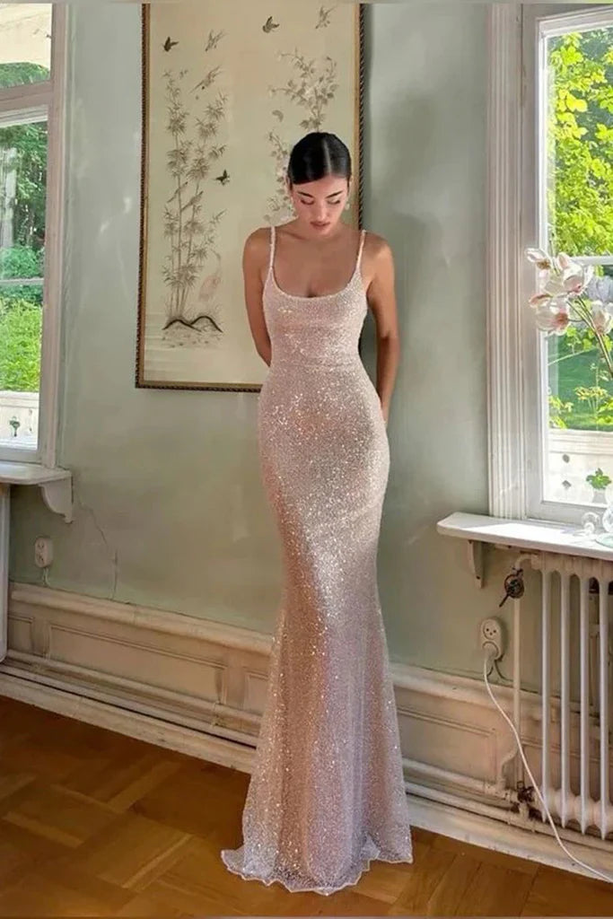 Stunning Prom Dress with Spaghetti Straps, Sequin Bodice and High Side Slit