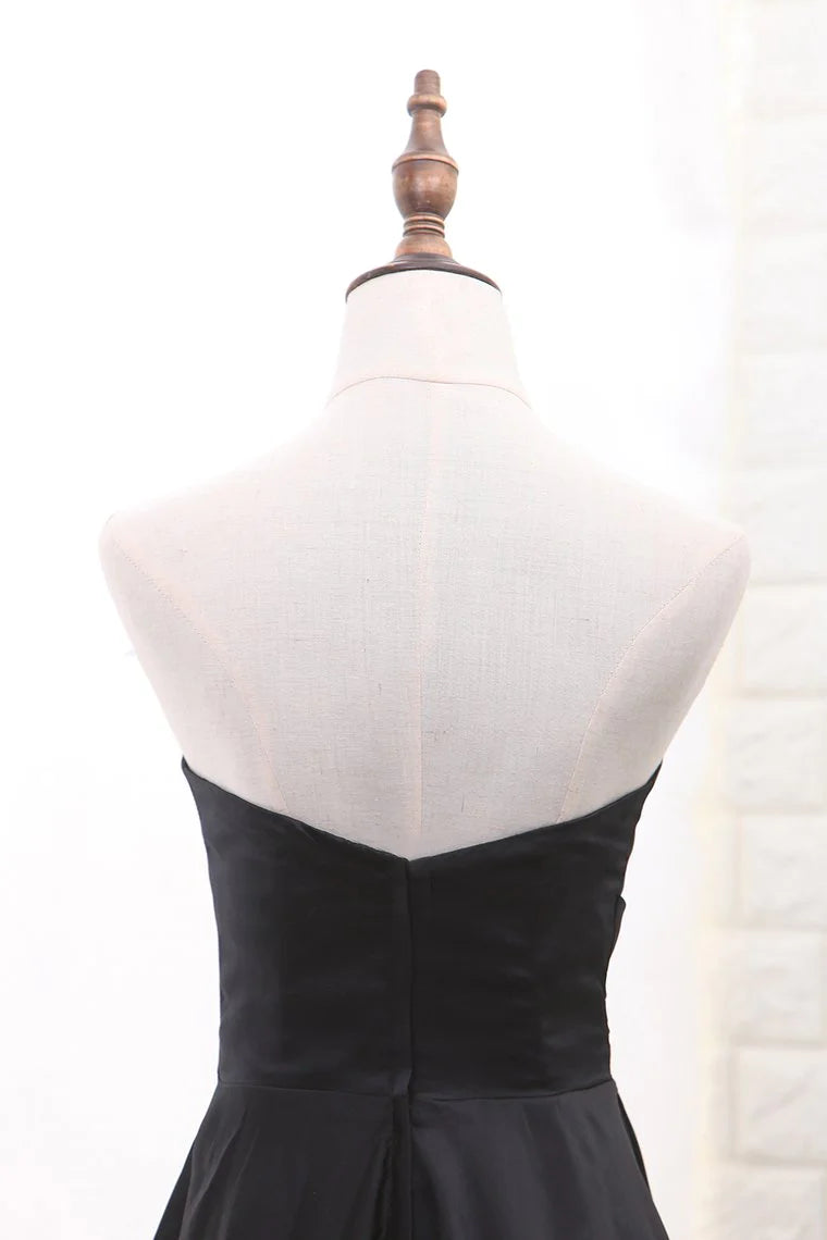Sweetheart Satin A-Linie Abendkleider mit Schlitz Bodenlang 