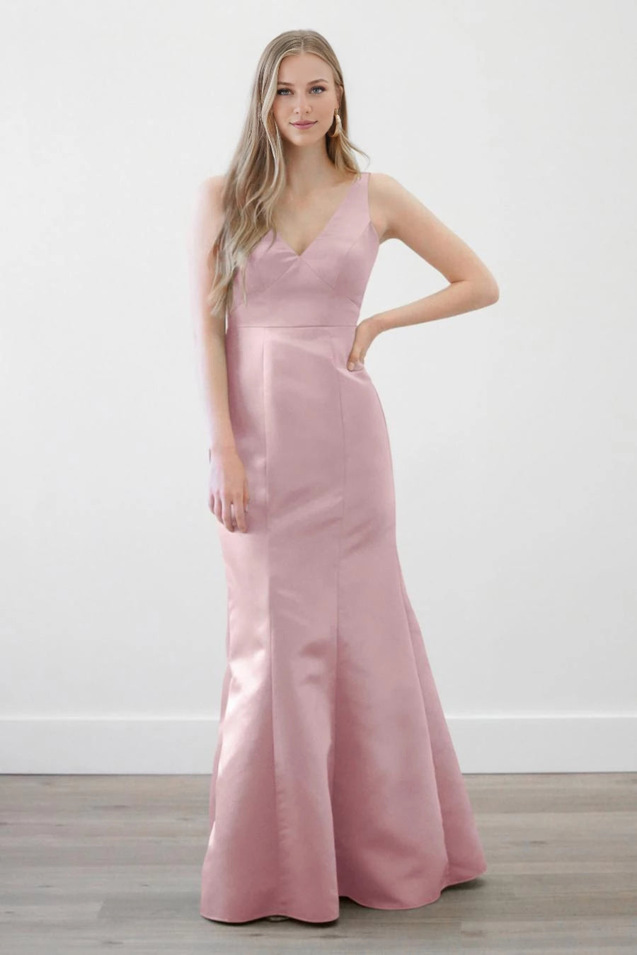V-neck off shoulder sleeveless backless and floor length Prom dress