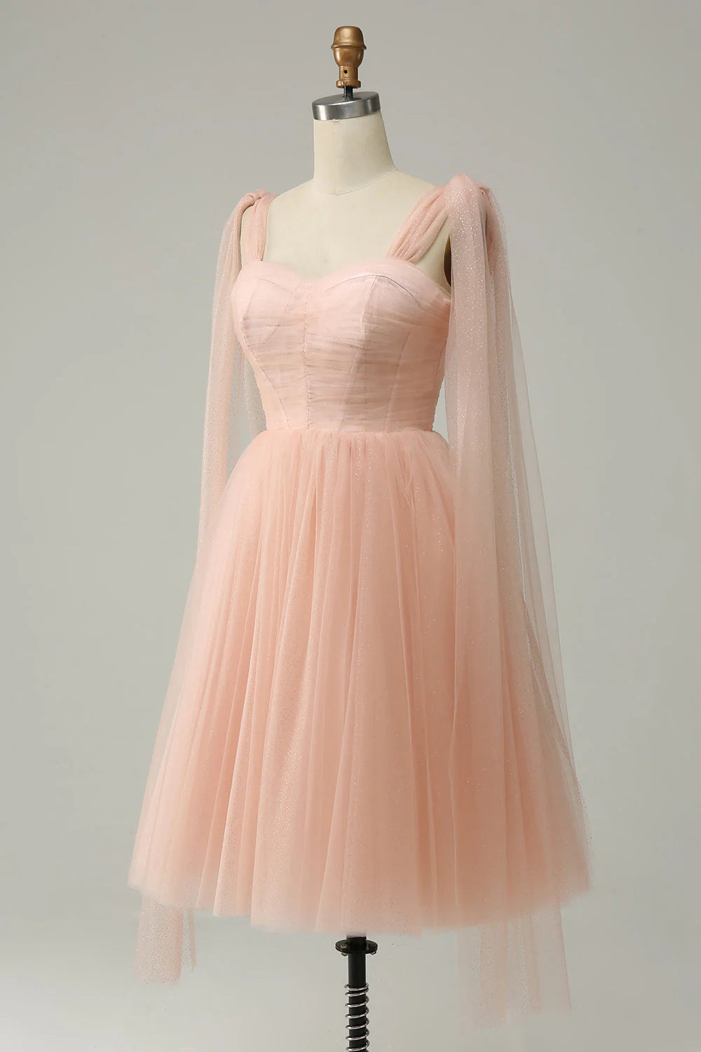 Rosa A-Linie Rückenfreies Sweetheart Hochzeitsparty Minikleid