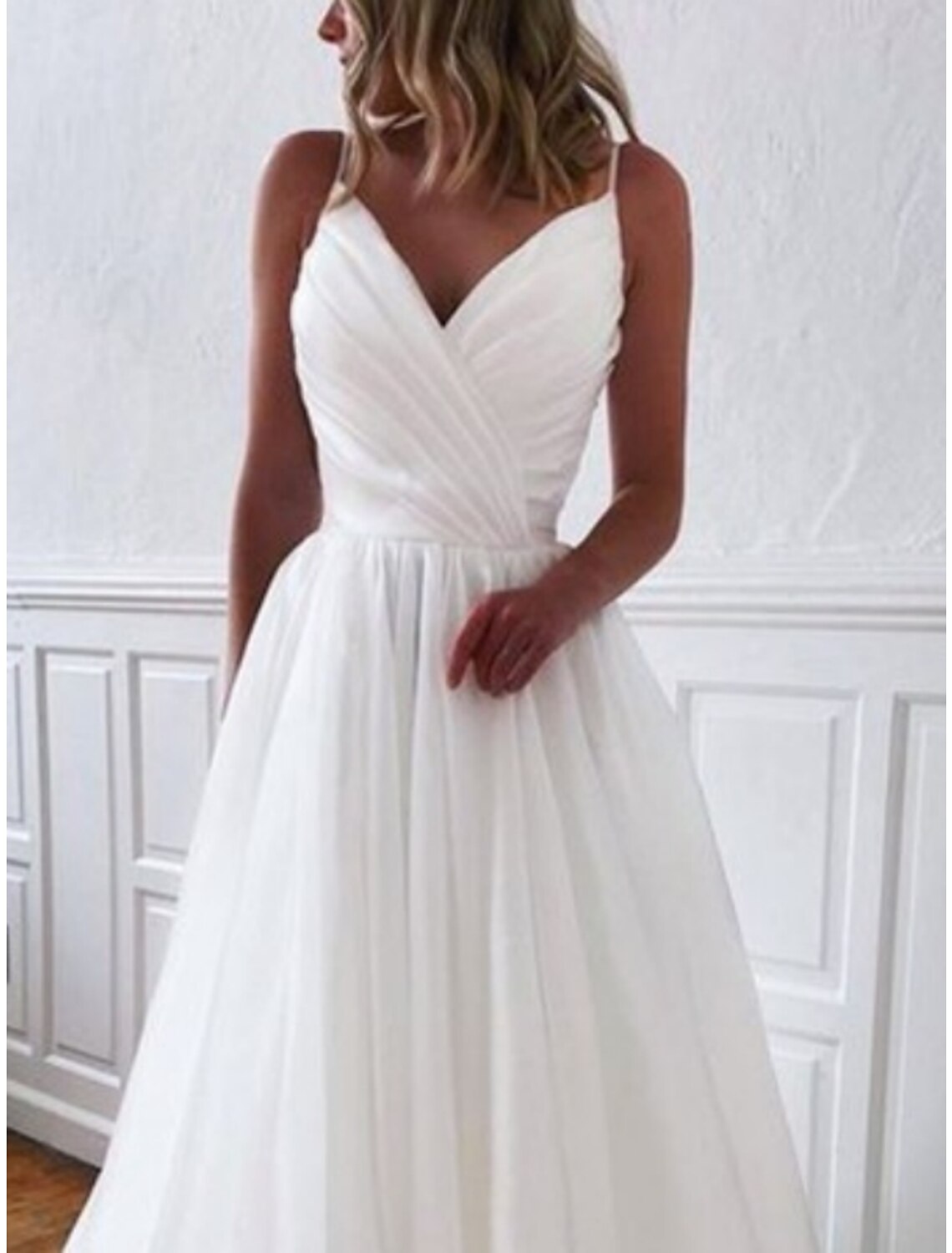 Einfache Brautkleider Mantel/Spalte Camisole Ärmellos Hofschleppe Chiffon Brautkleider Mit Falten
