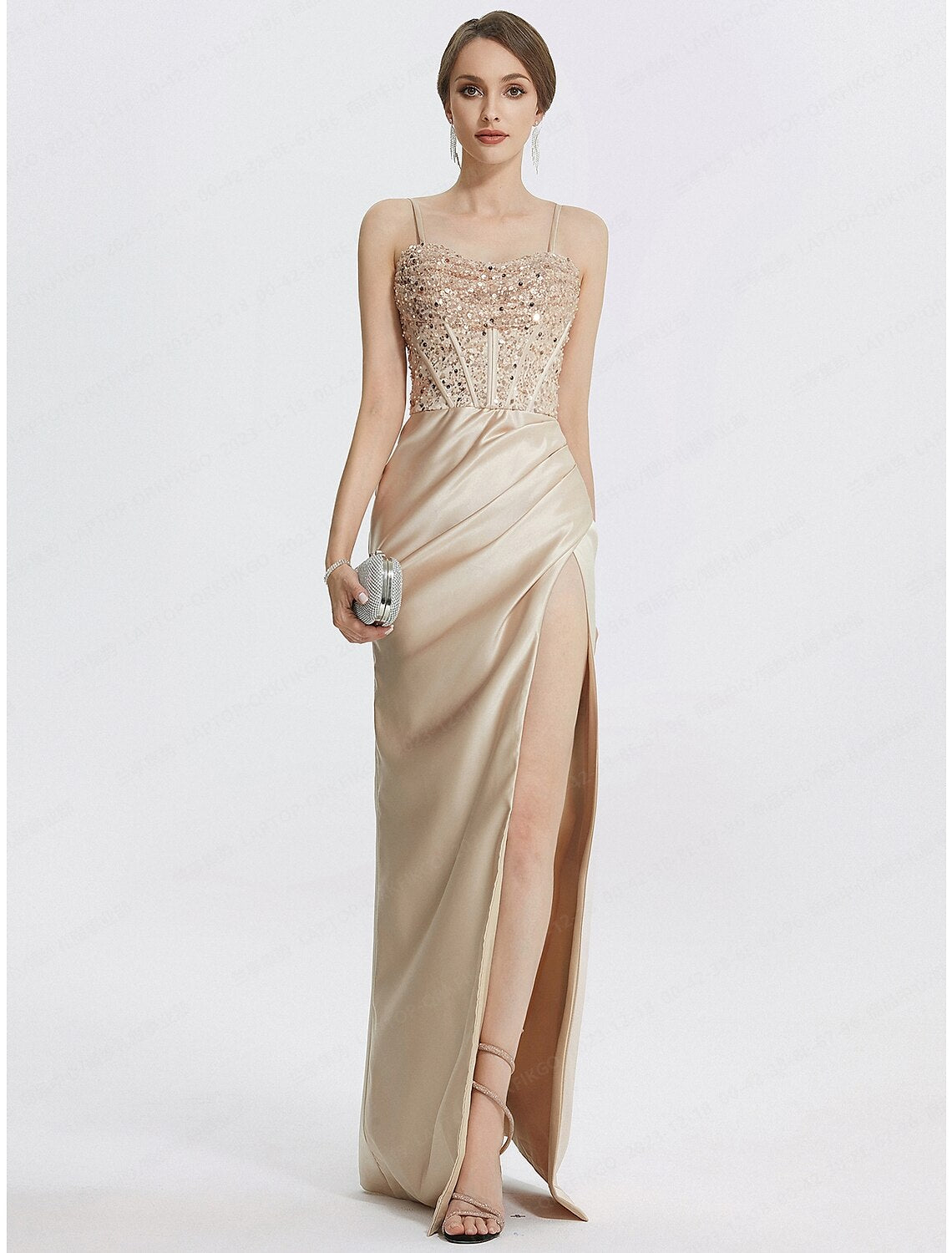 Etuikleid/Säulenkleid, elegantes Kleid, formelles schwarzes Kleid, knielang, 3/4-Ärmel, quadratischer Ausschnitt, Stretchstoff mit Federn