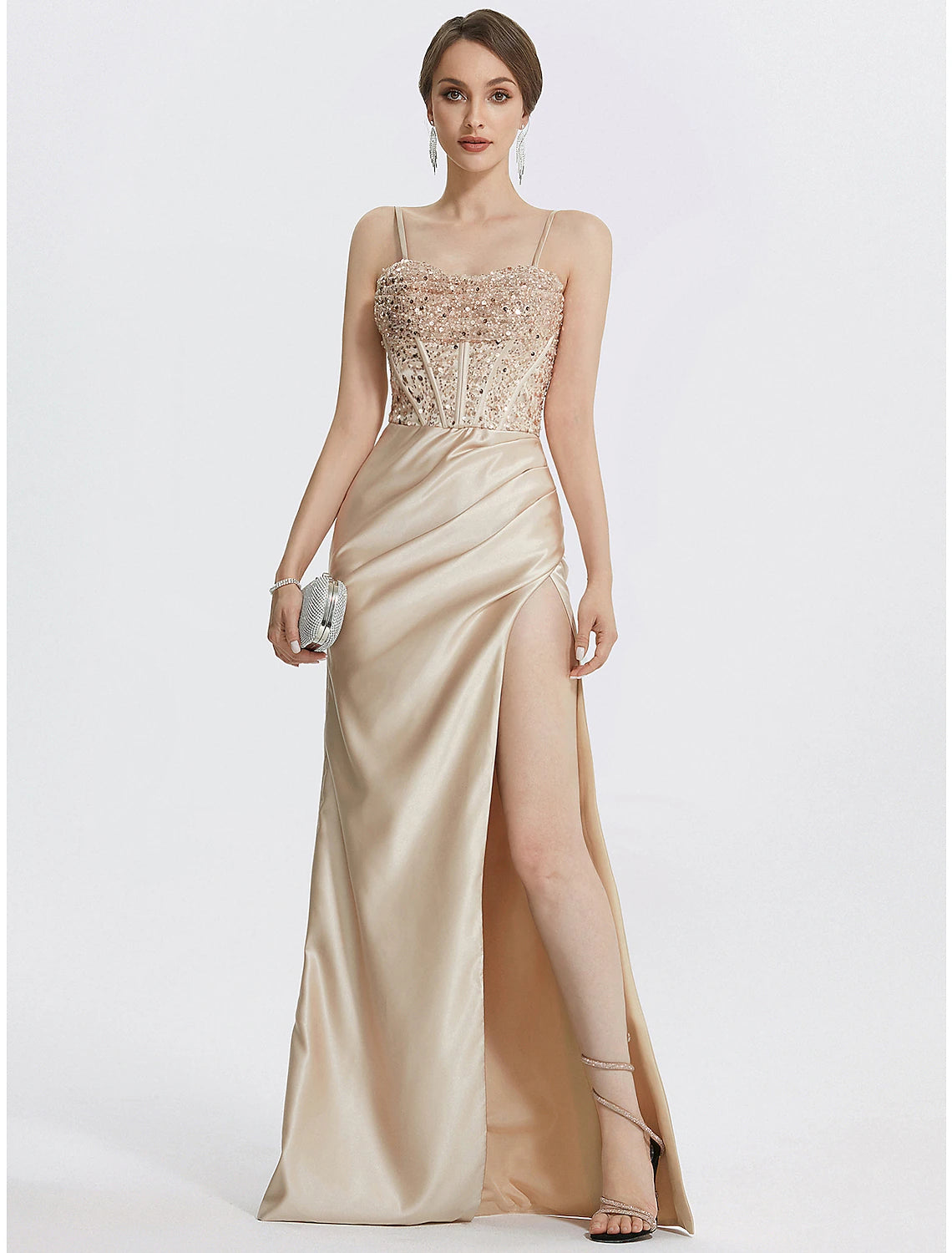 Etuikleid/Säulenkleid, elegantes Kleid, formelles schwarzes Kleid, knielang, 3/4-Ärmel, quadratischer Ausschnitt, Stretchstoff mit Federn