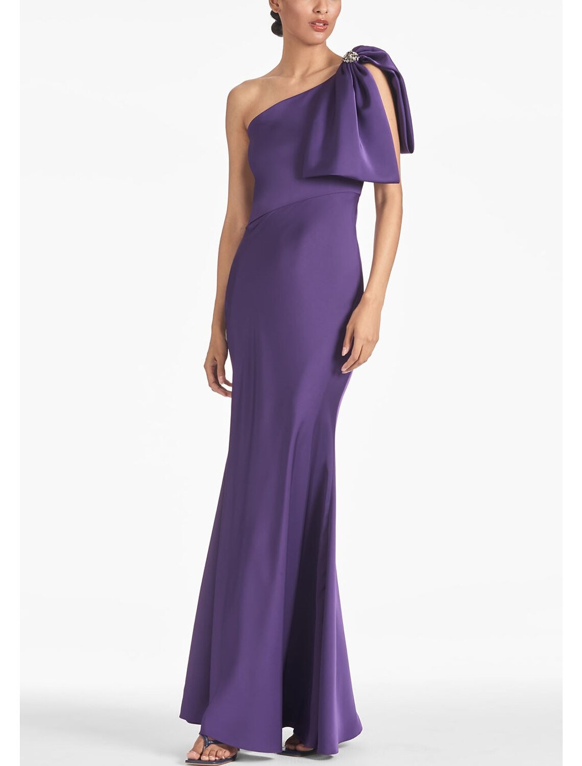 Etuikleid/Säulen-Abendkleid, Satin, elegantes Kleid, formell, bodenlang, ärmellos, eine Schulter, Satin mit Schmetterlings-Schulter, Blume