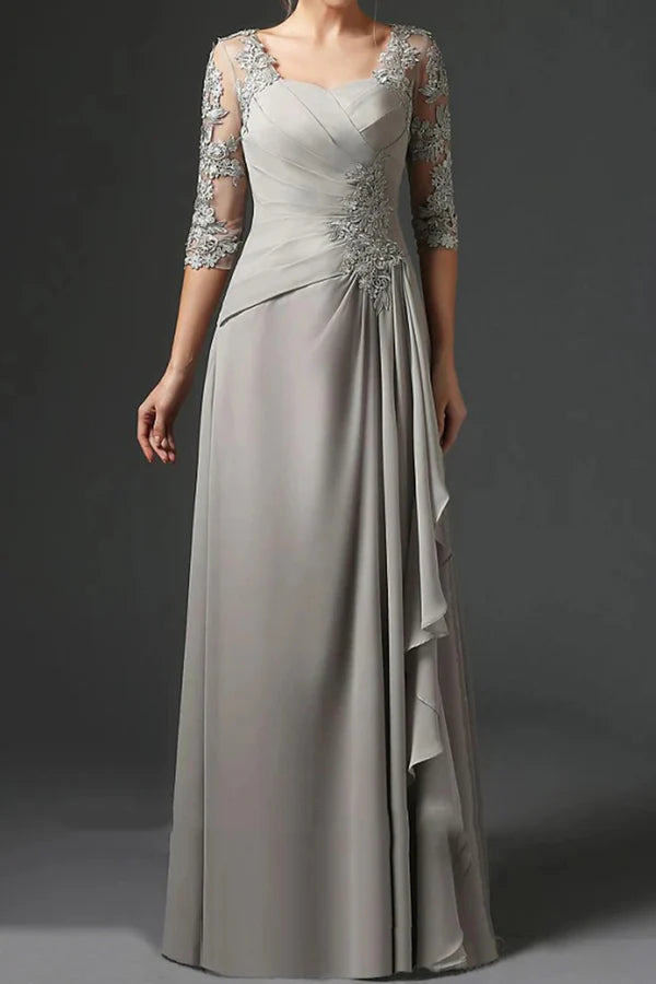 Robe de mère de la mariée élégante à col carré et longueur au sol