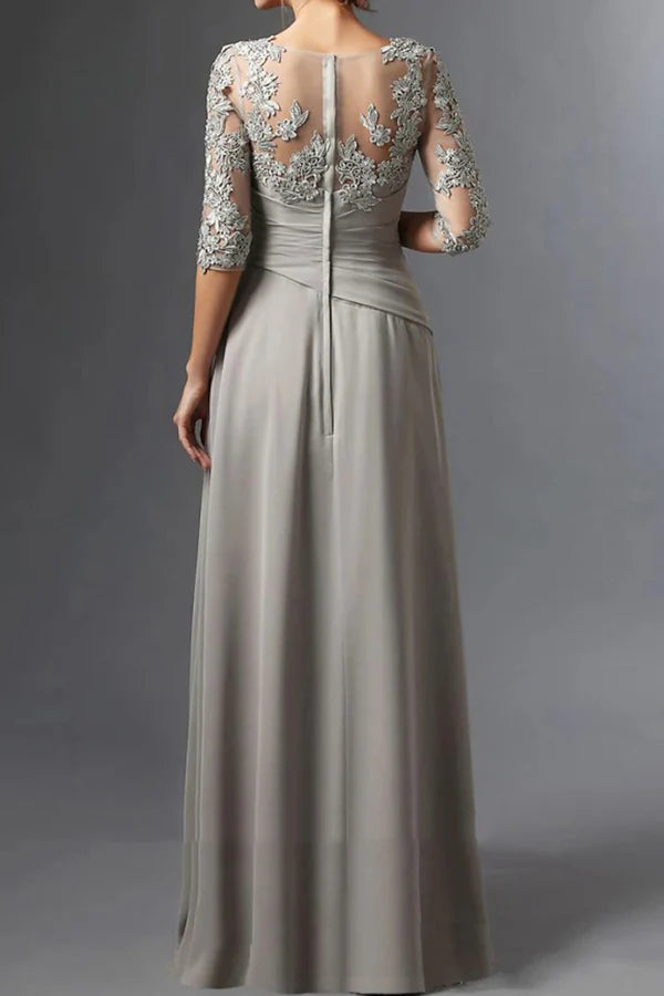 Robe de mère de la mariée élégante à col carré et longueur au sol