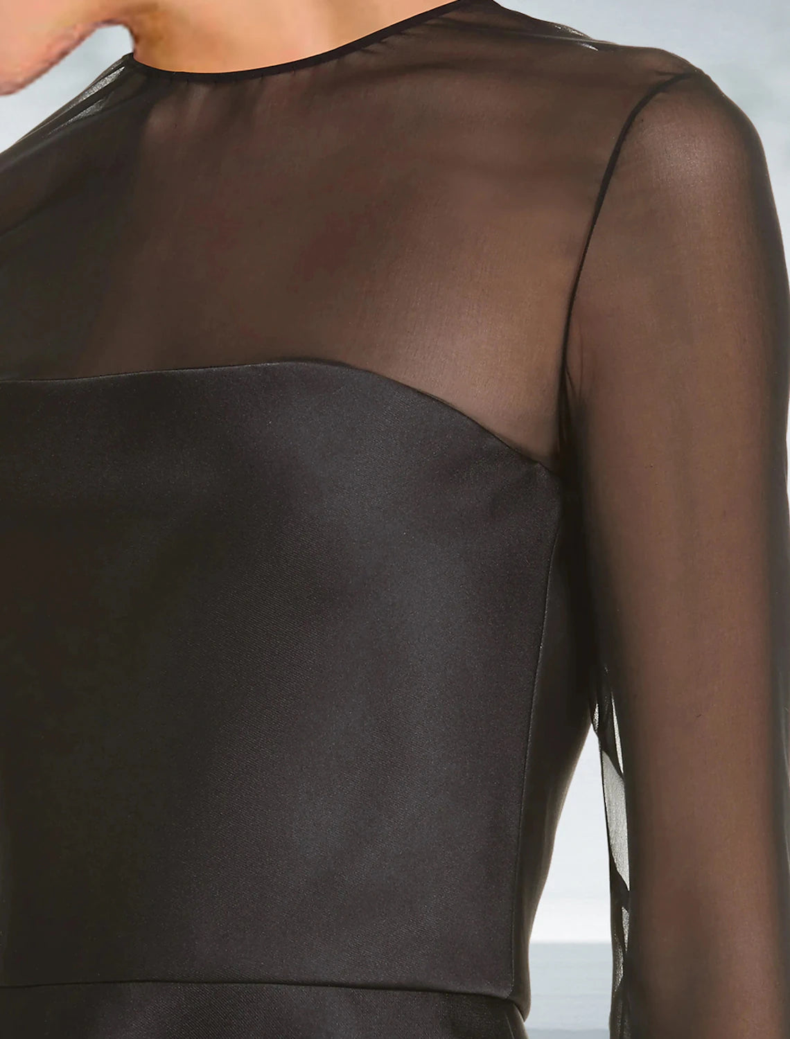 Robe de cocktail trapèze élégante, tenue de soirée, longueur thé, manches longues, col bijou, robe noire en satin avec plis