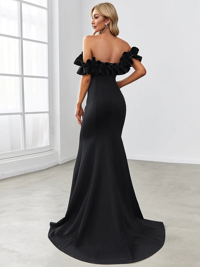 Schulterfreies A-Linien-Meerjungfrauen-Maxi-Abendkleid 
