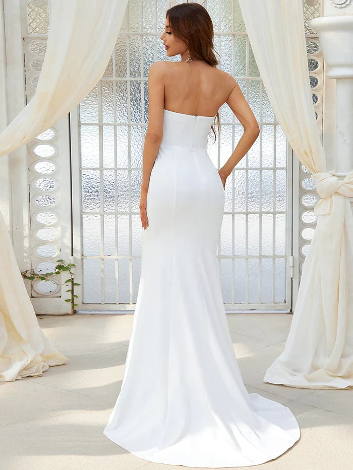 Robe sirène simple sans bretelles pour mariage 