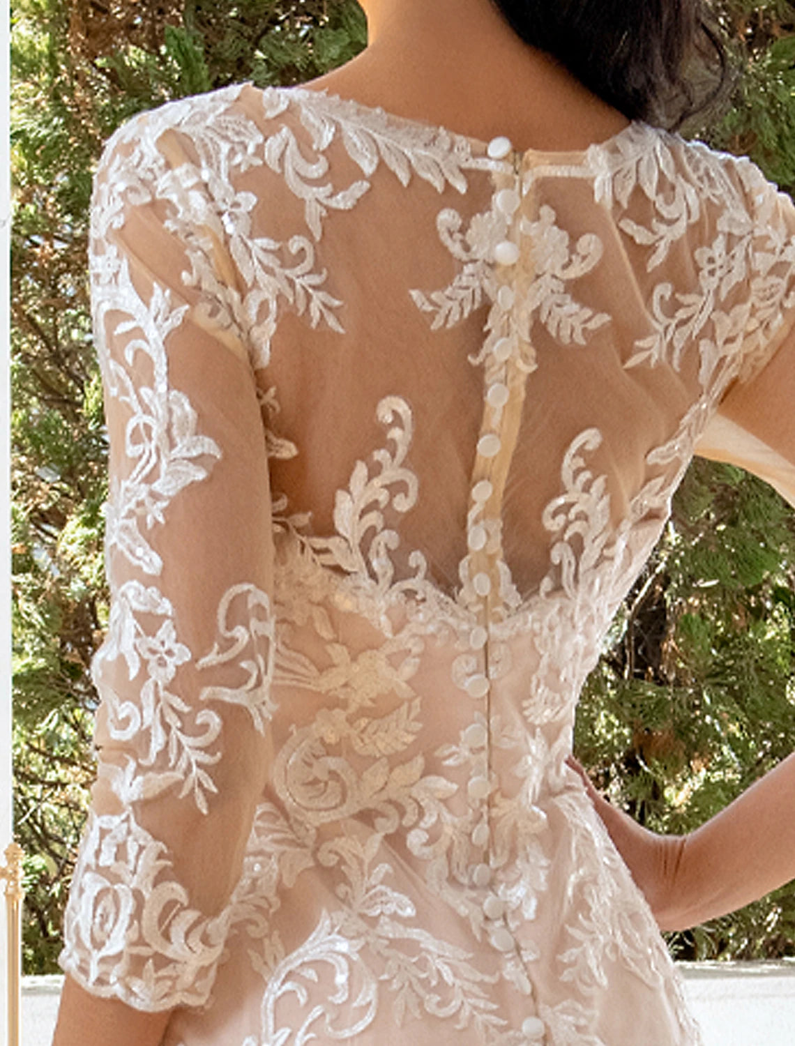 Robes de mariée de fiançailles formelles d'automne sirène / trompette chérie manches longues balayage / pinceau traîne robes de mariée en dentelle avec des appliques