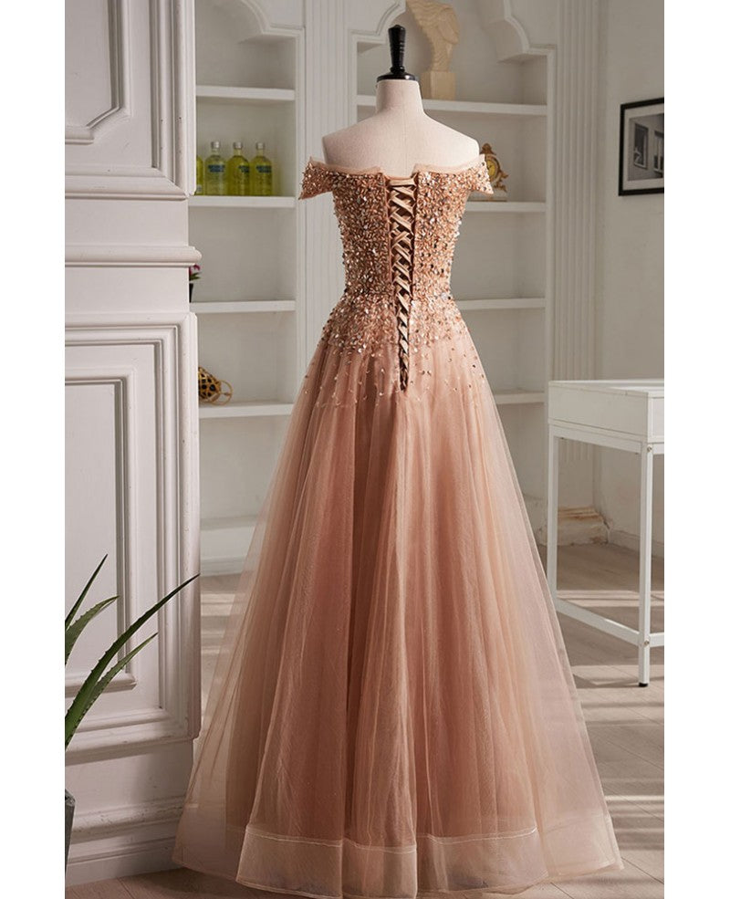 Robe de soirée à manches courtes et épaules dénudées, couleur champagne, noble et élégante, à paillettes transparentes, robe de soirée en forme de A, dos nu, bretelles et longueur au sol