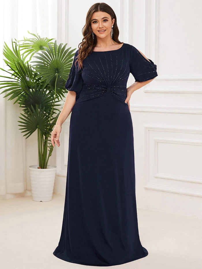 Schlichtes, figurbetontes Maxi-Abendkleid im Meerjungfrau-Stil in Übergröße 