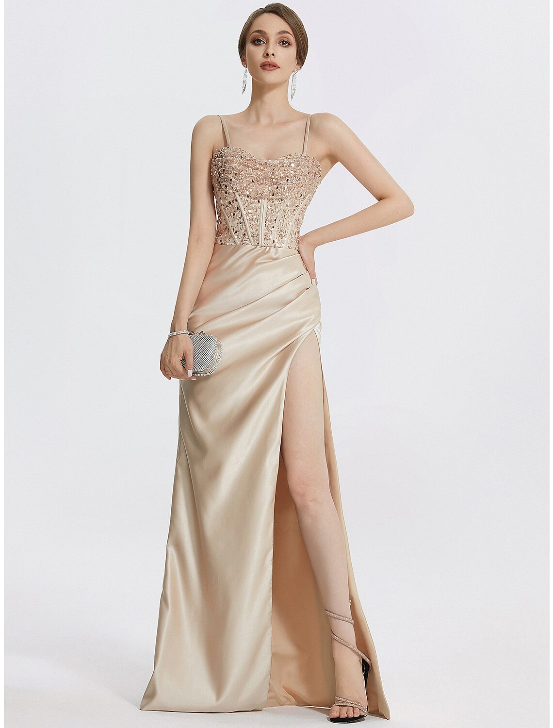 Etuikleid/Säulenkleid, elegantes Kleid, formelles schwarzes Kleid, knielang, 3/4-Ärmel, quadratischer Ausschnitt, Stretchstoff mit Federn