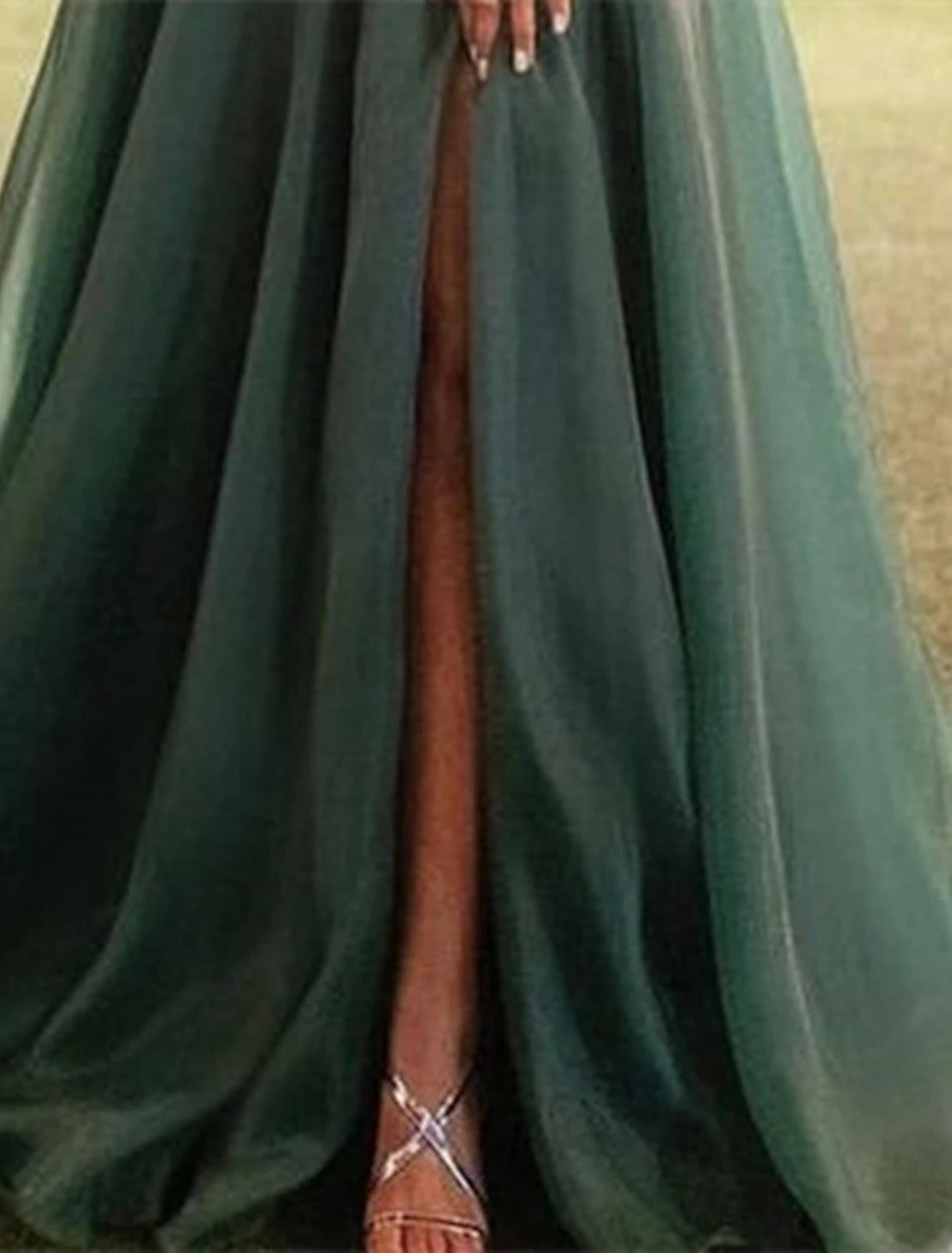 A-Line Evening Gown Red Green Dress Wedding Guest Prom Sweep / Brush Train Short Sleeve One Shoulder Organza with Ruched Slit