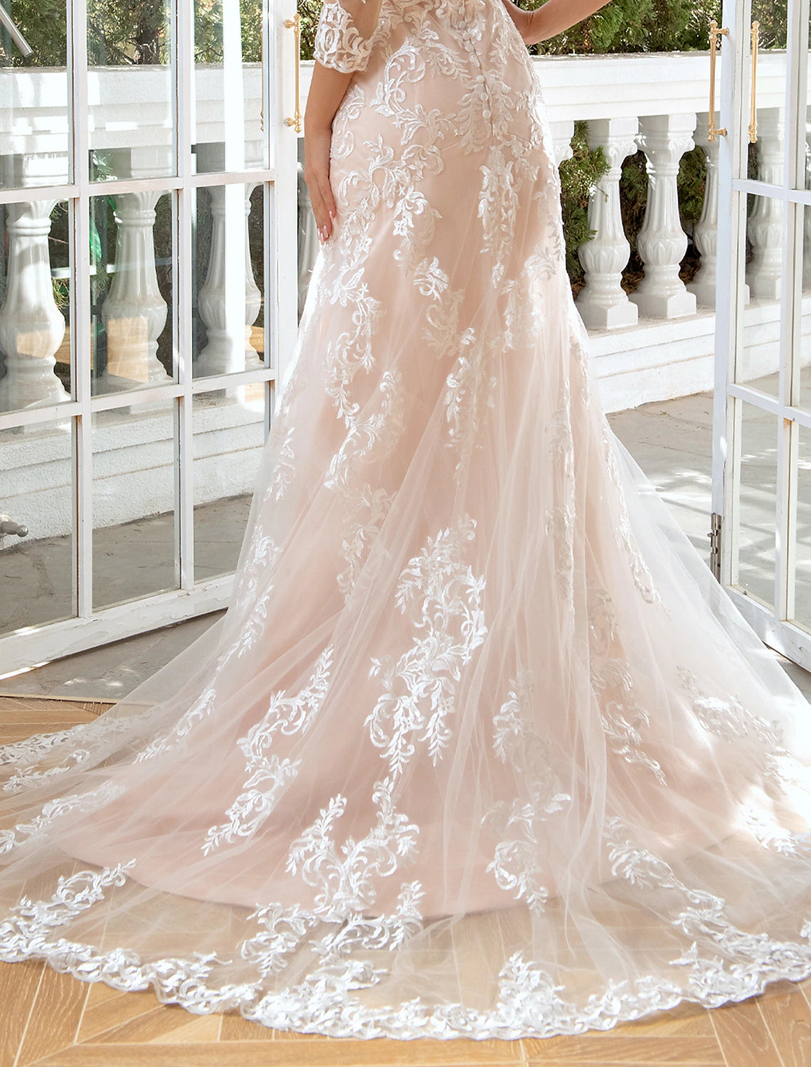 Robes de mariée de fiançailles formelles d'automne sirène / trompette chérie manches longues balayage / pinceau traîne robes de mariée en dentelle avec des appliques