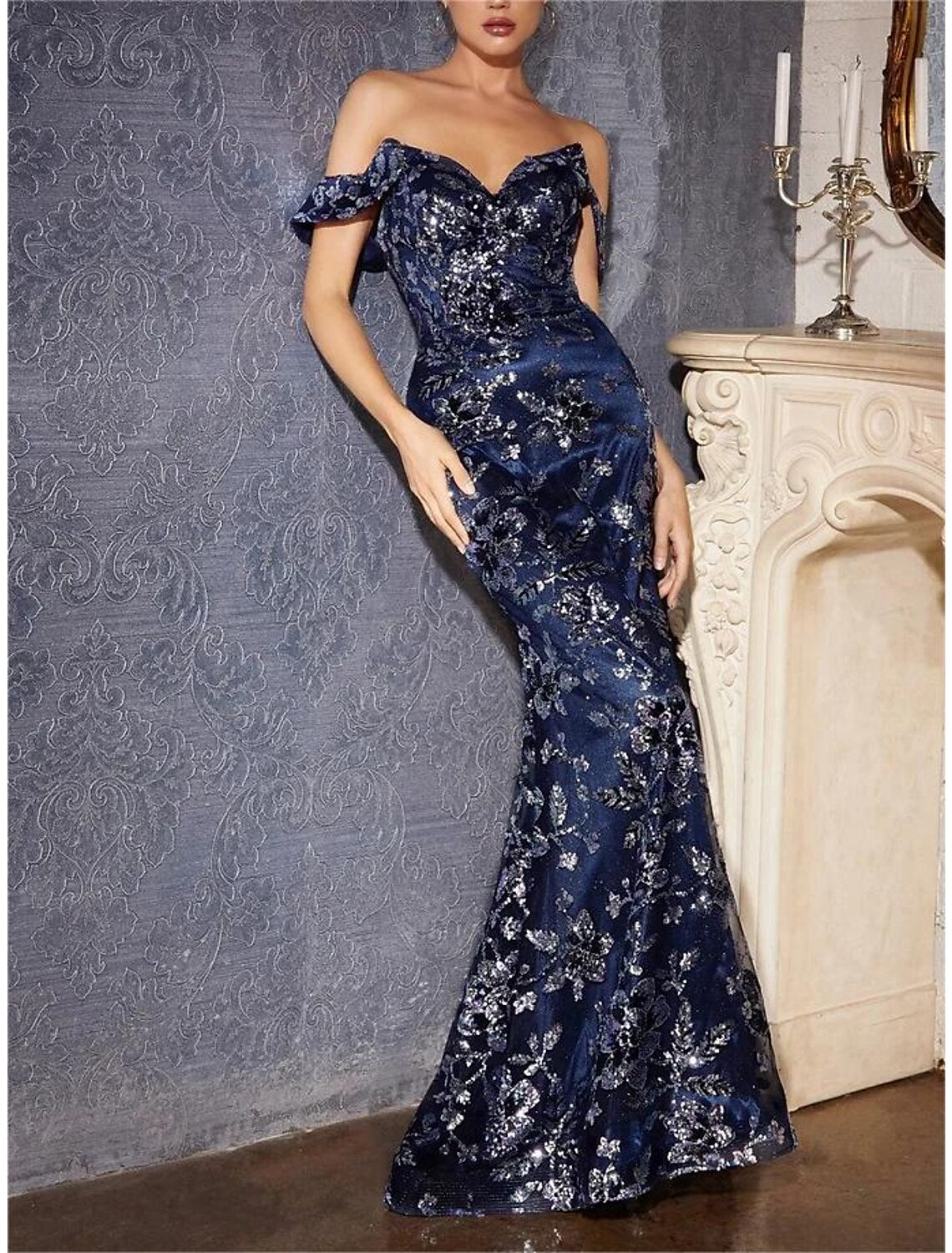 Meerjungfrau/Trompete Ballkleider Partykleid Karneval Ball Hofschleppe Ärmellos Schulterfrei Tüll mit Glitzer Pailletten Schlitz