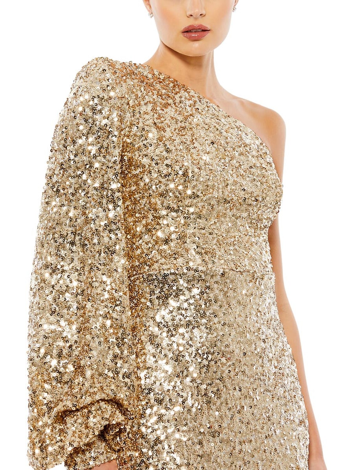 Etuikleid/Säulenkleid Abendkleid Glitzerkleid Hochzeitsgast Black Tie Bodenlang Langarm One Shoulder Pink Hobbies Kleider Pailletten mit Schlitz