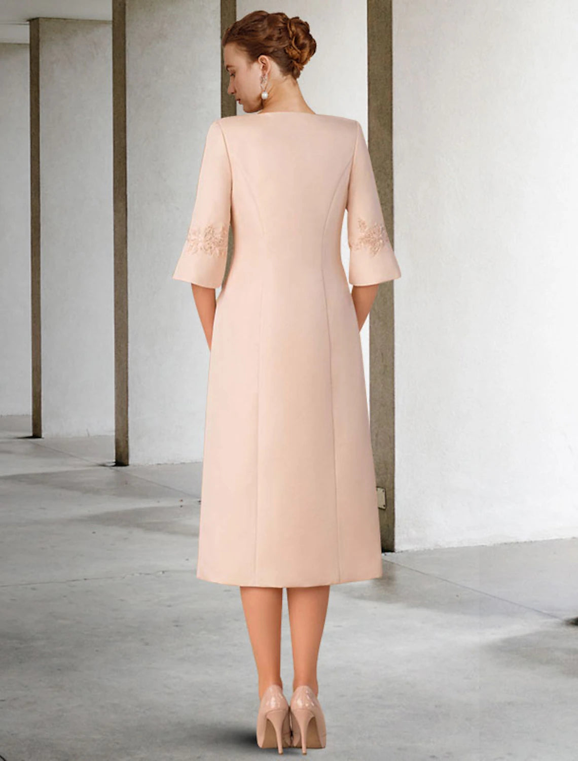 Zweiteiliger Jumpsuit für die Mutter der Braut, Kleid für Hochzeitsgäste, elegant, V-Ausschnitt, bodenlang, Chiffon, Spitze, kurze Ärmel, mit Schleife(n)