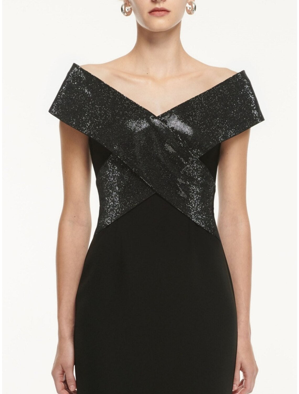 Etuikleid/Säulenkleid Abendkleid Elegantes Kleid Formales Knöchellanges Schwarzes Kleid Kurzarm Schulterfrei Kunstseide mit Schlitz