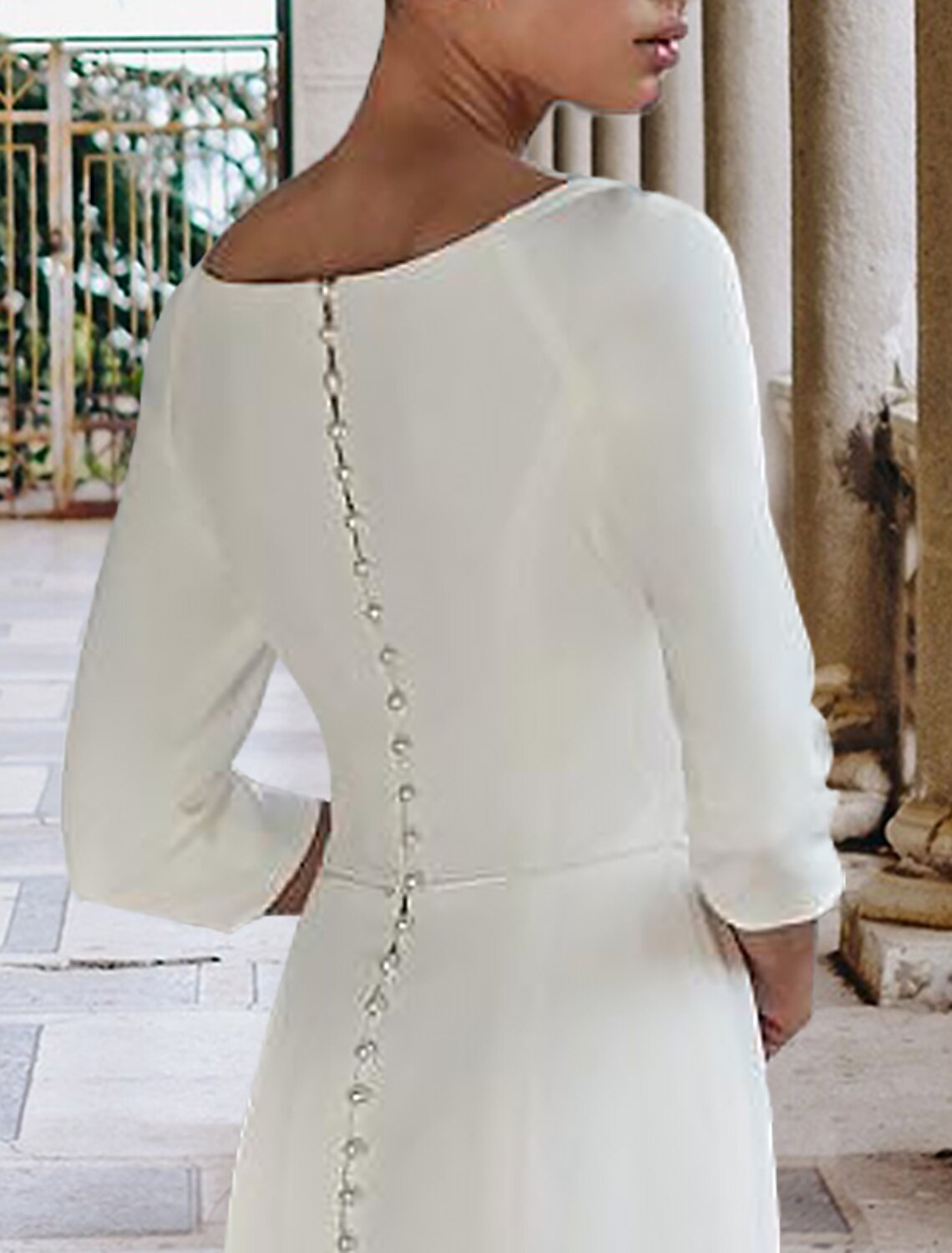 Hall Casual Brautkleider Meerjungfrau / Trompete Herzausschnitt 3/4 Länge Ärmel Sweep / Pinsel Schleppe Stretch Stoff Brautkleider mit Volltonfarbe