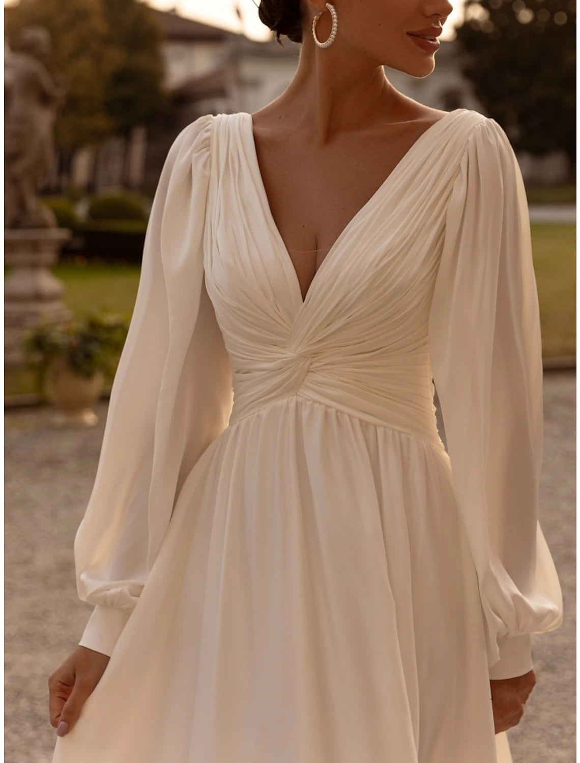 Einfache Brautkleider Brautkleider A-Linie Camisole Ärmellos Tee Länge Chiffon Brautkleider Mit Falten Einfarbig